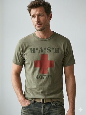 Delta M*A*S*H Graphic Tee L 22” p2p Olive EUC
